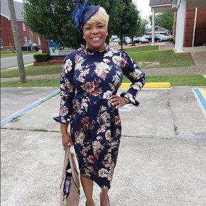 Custom Made Floral Foil Print Dress